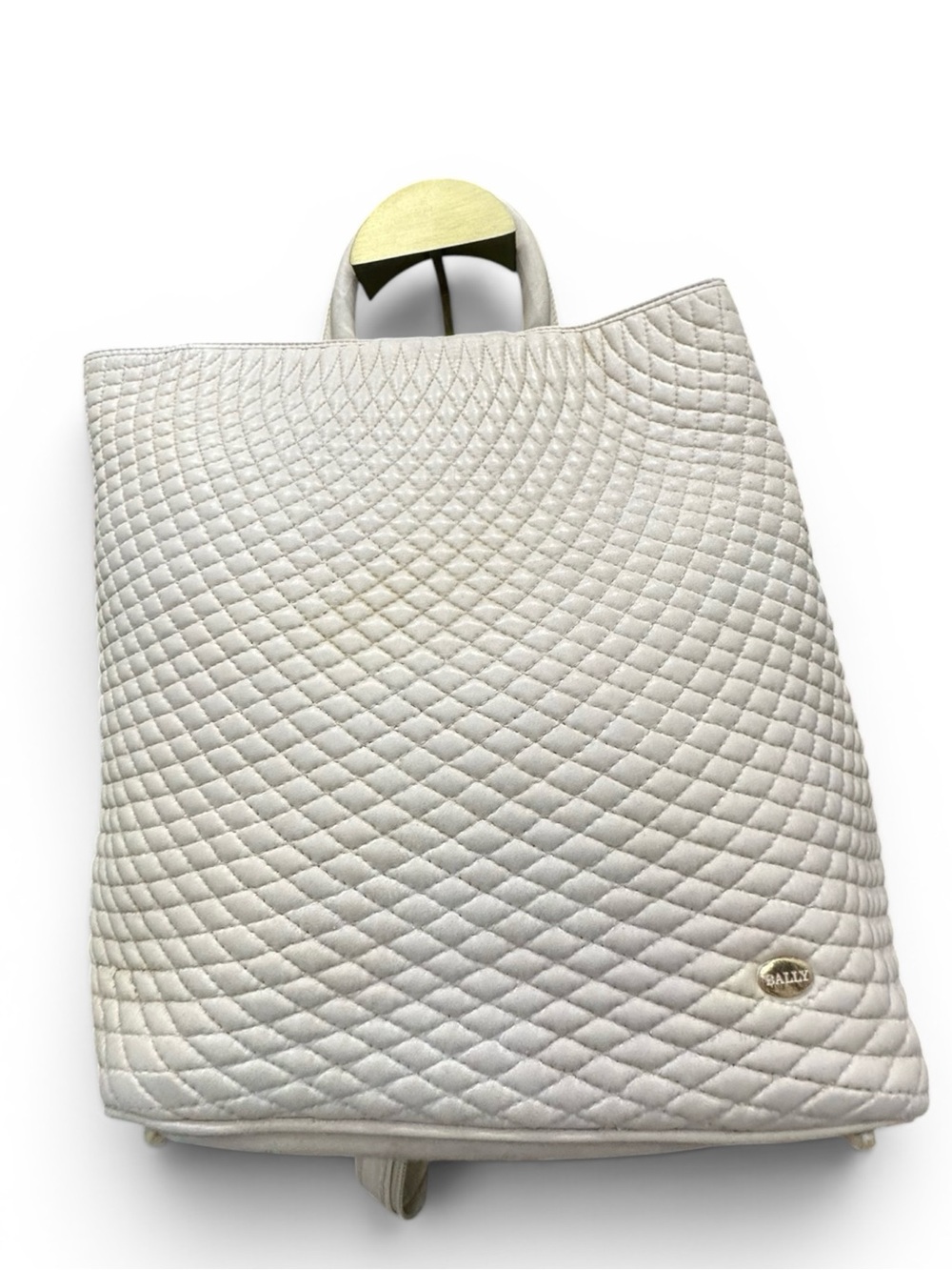 Vintage Bally Ivory Quilted Lambskin Convertible Backpack Tote